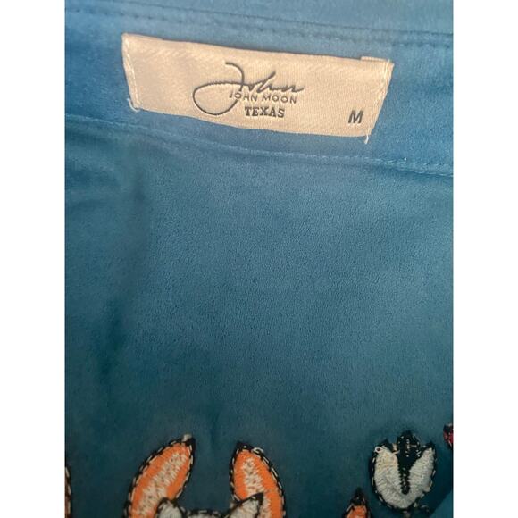 Vintage-Inspired John Moon Western Shirt M - Embroidered Floral Fringe Rodeo - Picture 10 of 10